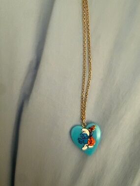 Blue Heart Smurf Pendant Necklace
